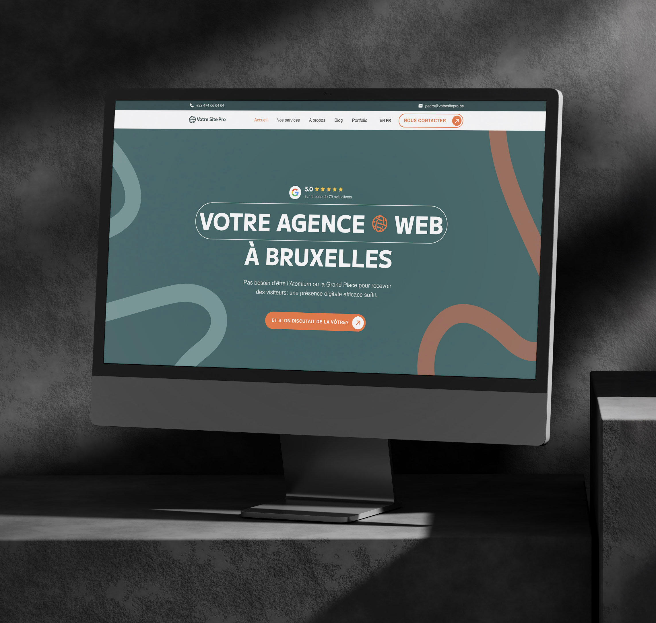 Écran d'ordinateur de l'agence Votre Site Pro - Graphiste Belge Pour Indépendants